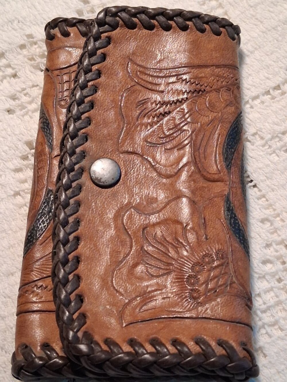 👜 Tooled Leather Key Wallet – 1970s Vintage Floral Design 🌼 - Picture 2 of 12